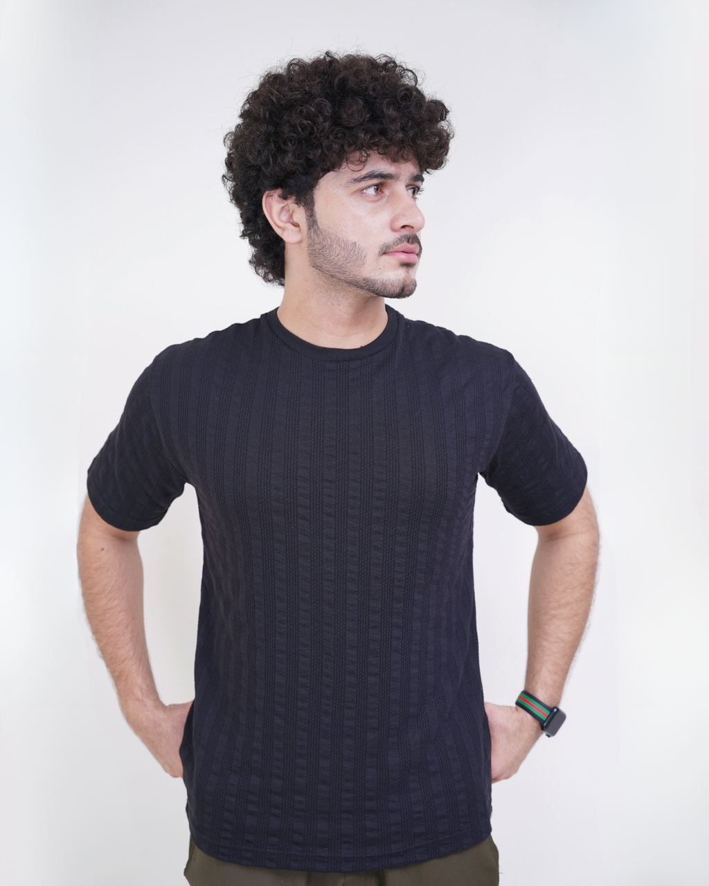 Ribbed Essential Tee — Black