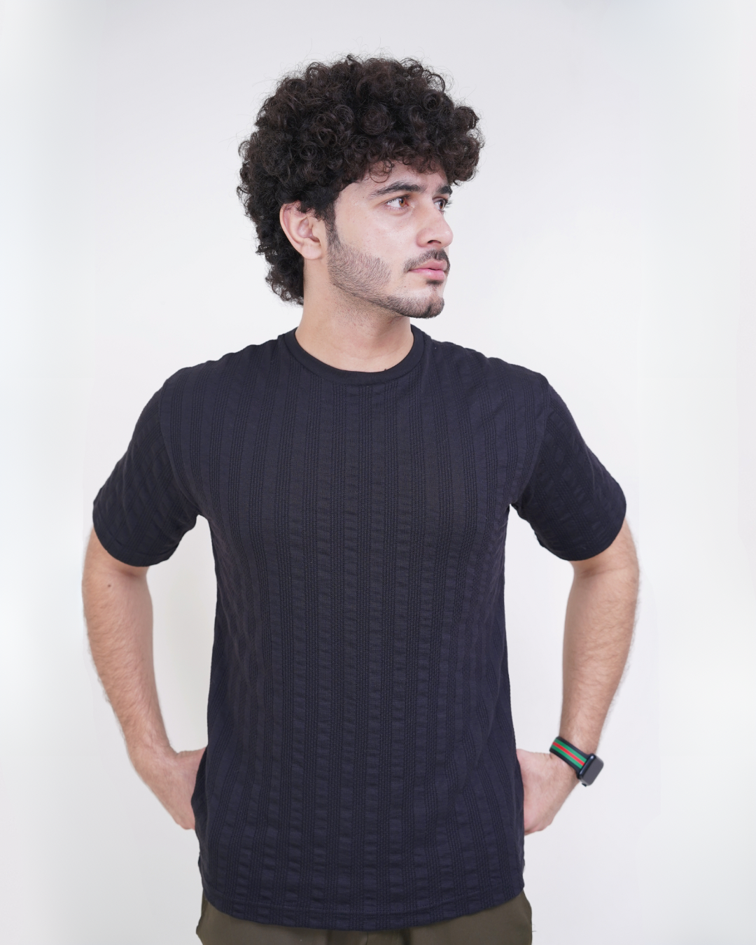 Ribbed Essential Tee — Black