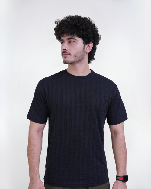 Ribbed Essential Tee — Black