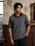 Ribbed Polo — Slate Grey