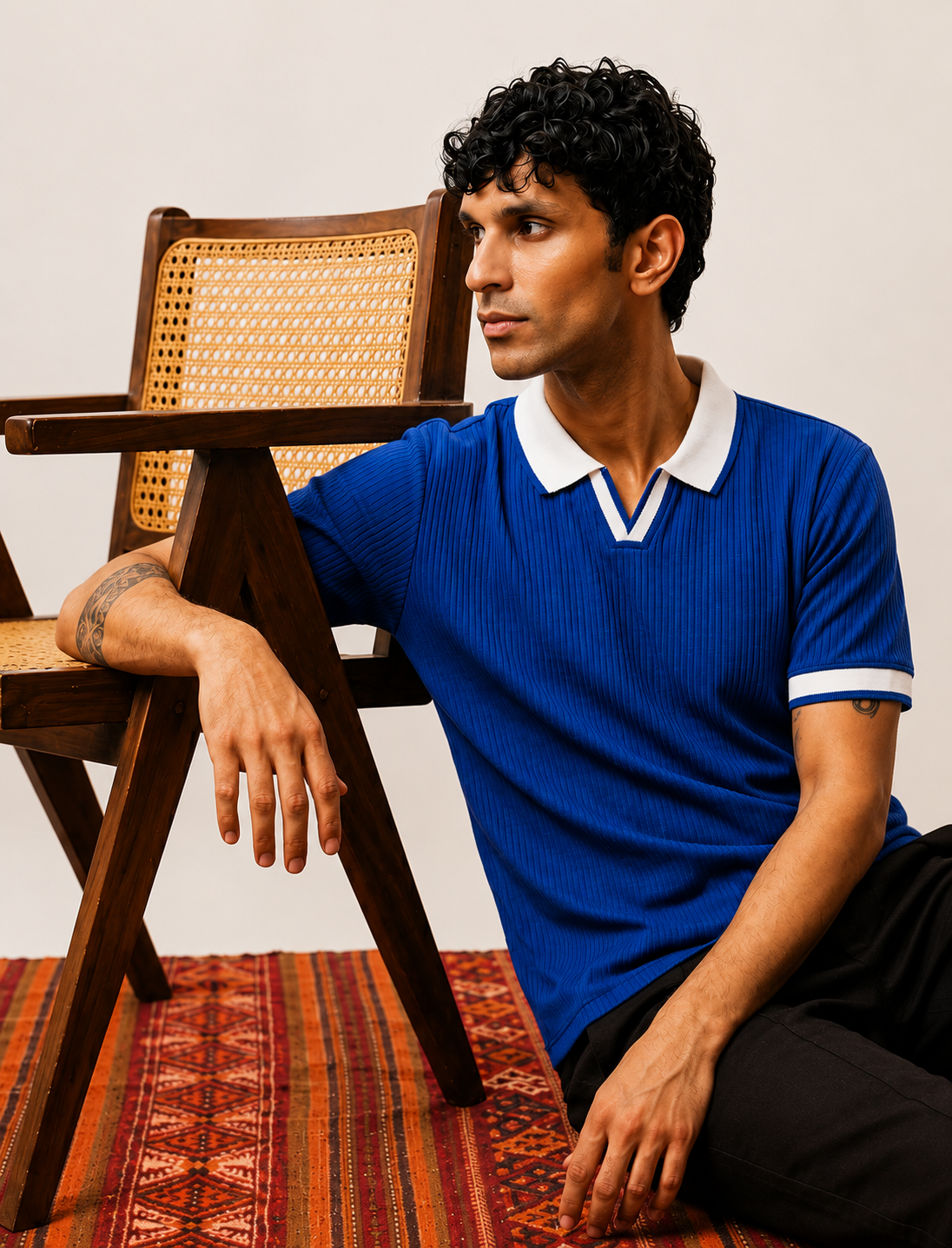Ribbed Polo — Royal Blue