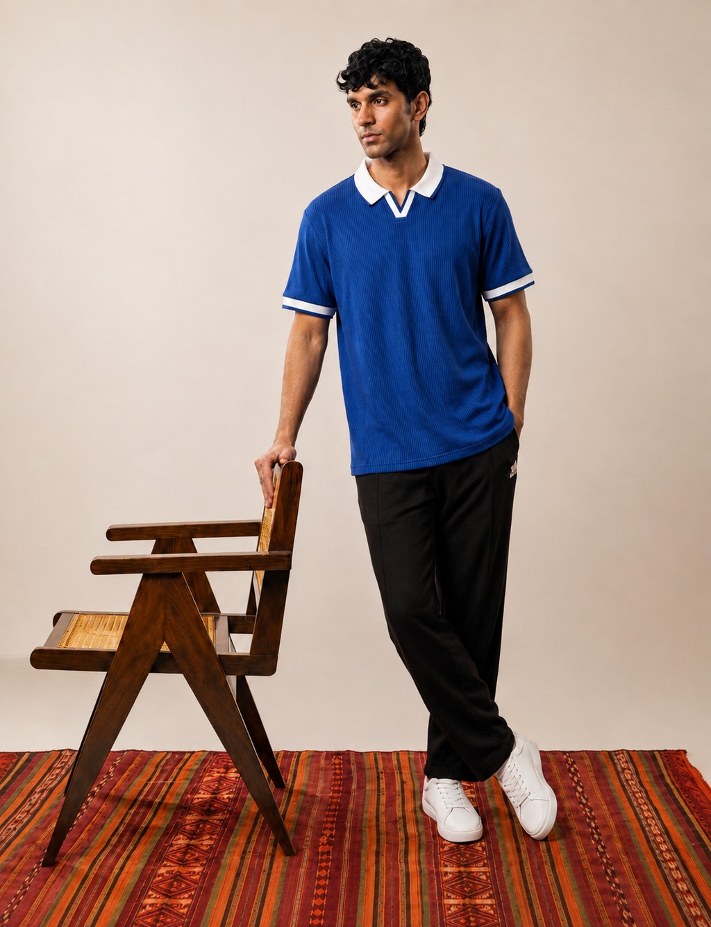 Ribbed Polo — Royal Blue