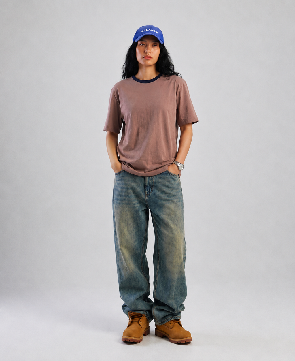 Ringer Tee — Mauve Brown