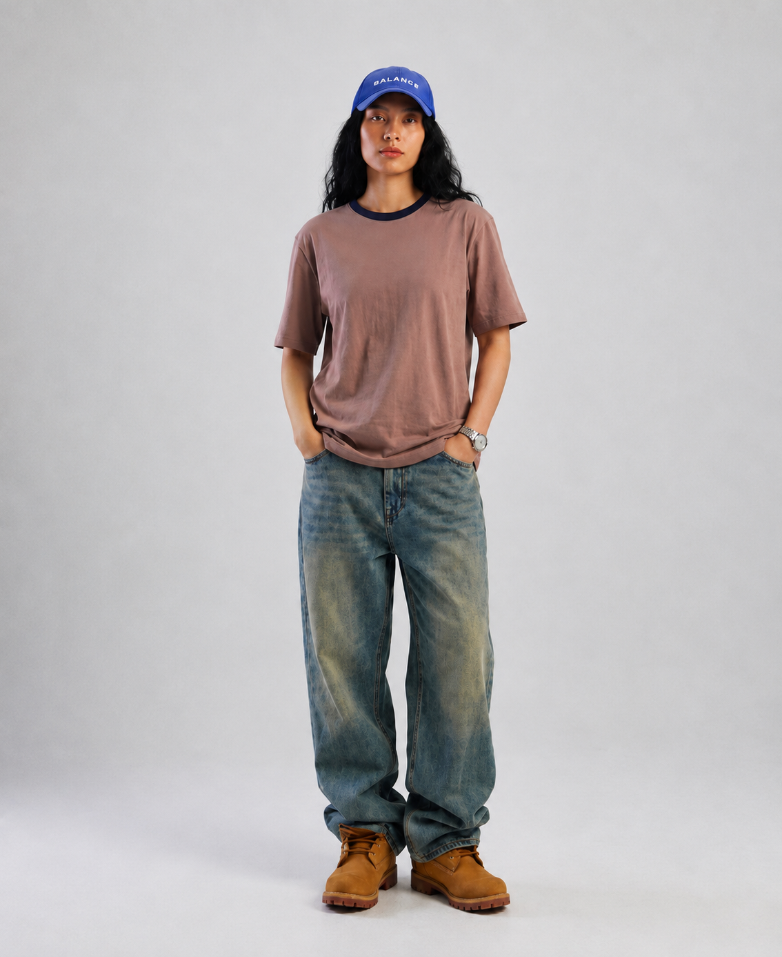 Ringer Tee — Mauve Brown